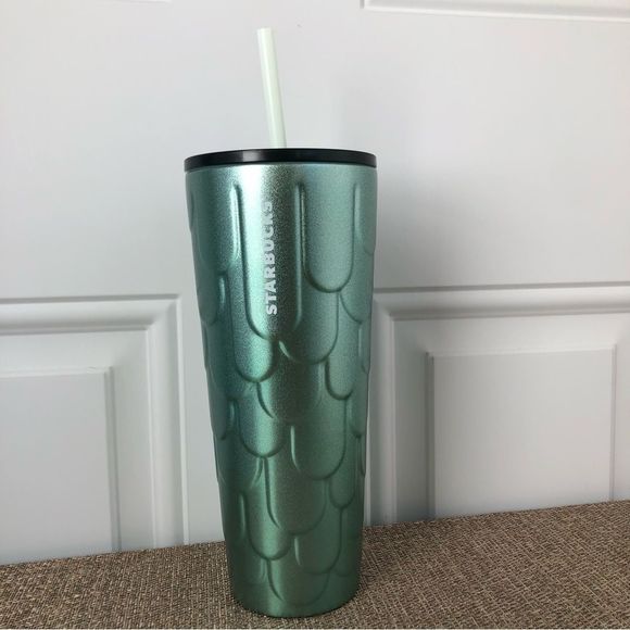 Starbucks Other - Starbucks Stainless Steel Green Glitter Mermaid Tail Venti Tumbler 24 Oz